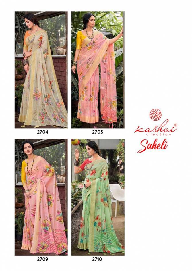 Kashvi Saheli 2701 Regular Wear Printed Wholesale Chiffon Sarees
